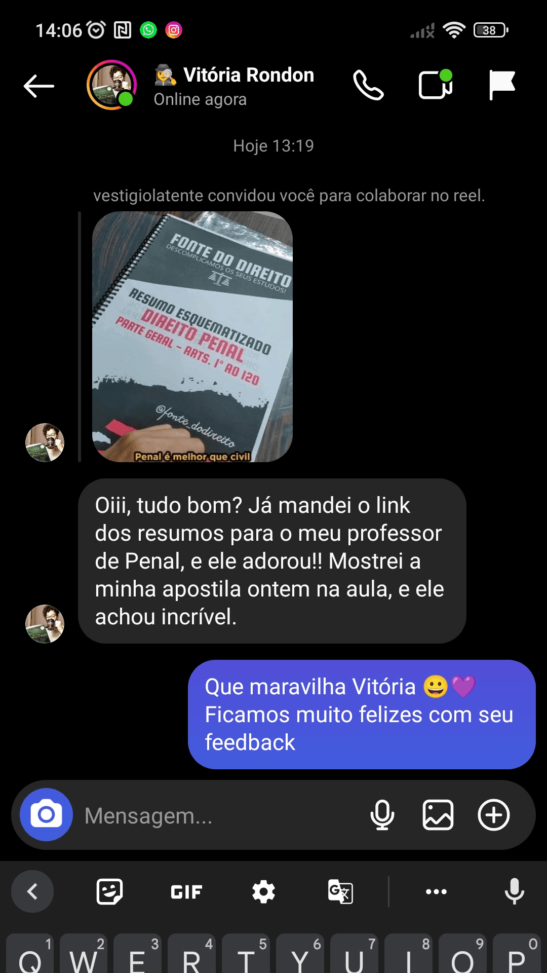 Depoimento real de Vitória Rondon